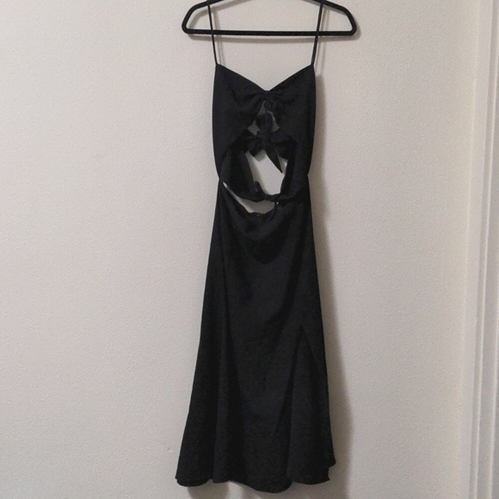 NBD Tie Me Down Black Cutout Midi Dress